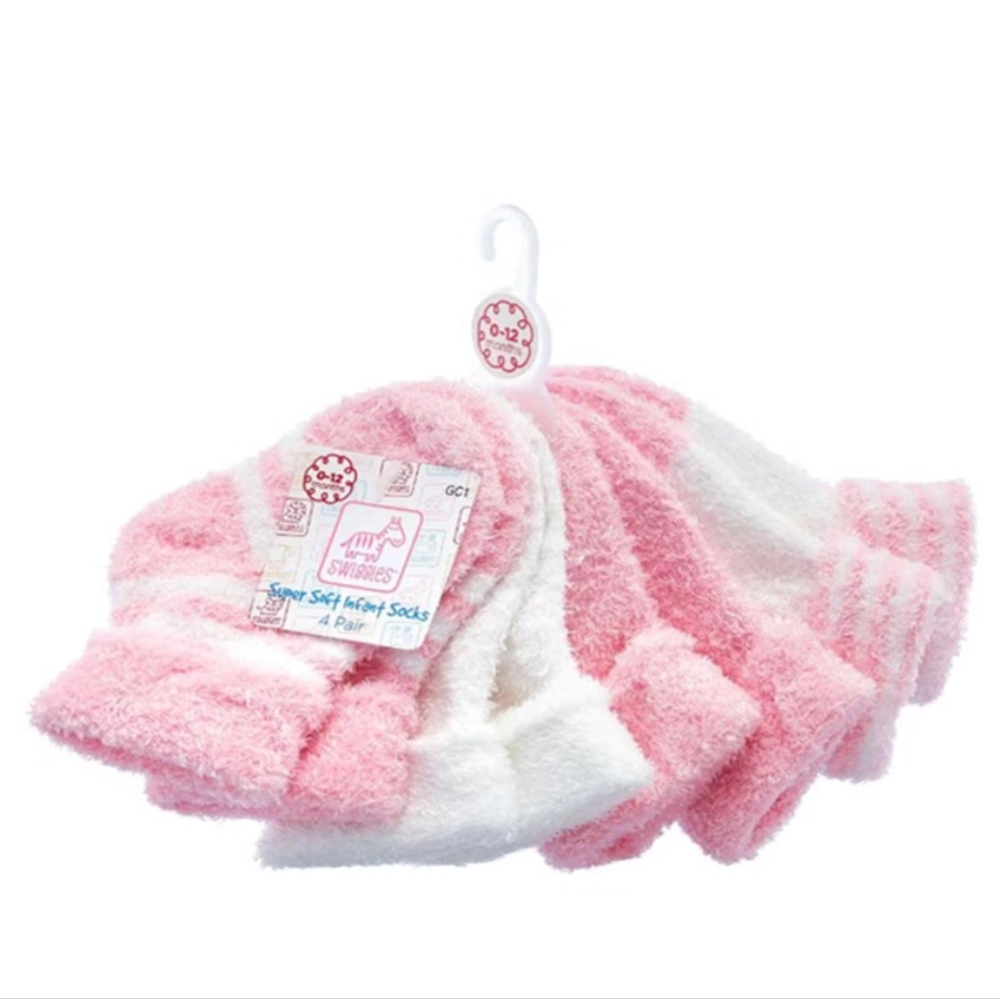 Infant Socks Pink And White 4 Pair